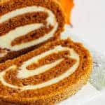 Pumpkin Roll with white icing for thanksgiving autumn food