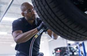 Man working on tire