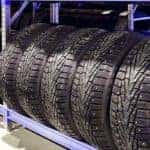 Close up of rack of tires