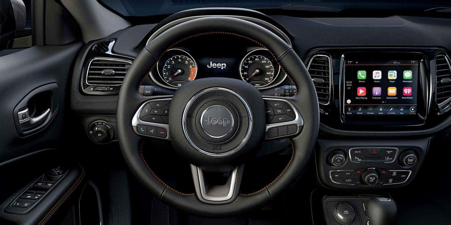 The All Black Dashboard of the 2019 Jeep Compass