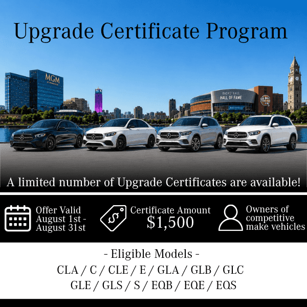 Do you know someone who drives something other than a Mercedes? Are they looking to upgrade? For a limited time, enjoy $1,500 towards a new Mercedes-Benz with the trade of a competitive make vehicle 2020 or newer. 