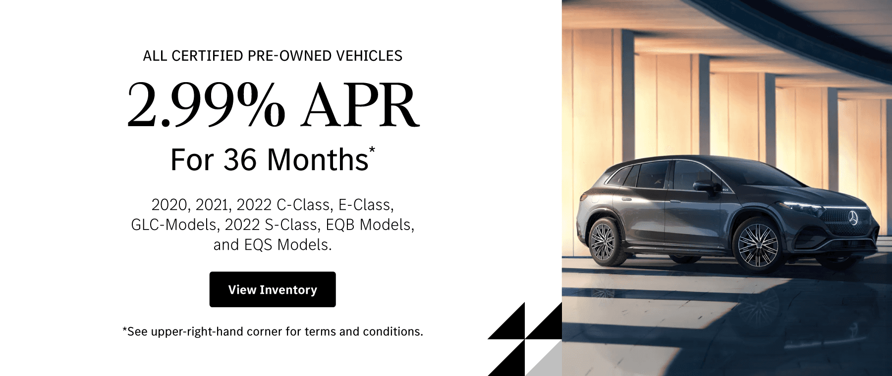 Morrie's Mercedes-Benz of St. Paul offers 2.99% APR for up to 36 Months on Select Certified Pre-Owned Vehicles for the Month of November 2023