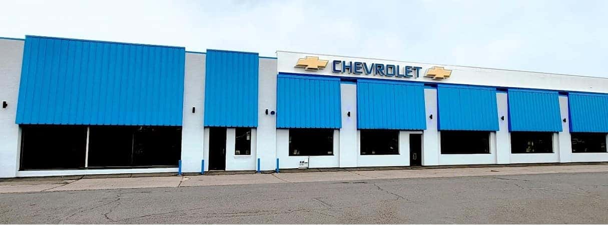 An exterior shot of a Chevrolet dealership.