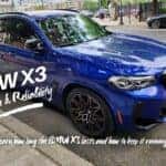 BMW X3 parked on scenic road with overlay text showing lifespan and maintenance tips.