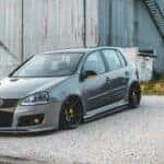 Gray VW GTI parked near a building, available through Used Car Finance options.