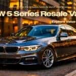 BMW 5 Series Resale Value – Discover how the 5 Series holds its worth over time; sleek BMW sedan on an upscale city street.