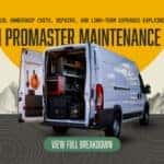 Ram ProMaster Maintenance Cost banner showing real ownership costs, repairs, and long-term expenses explained