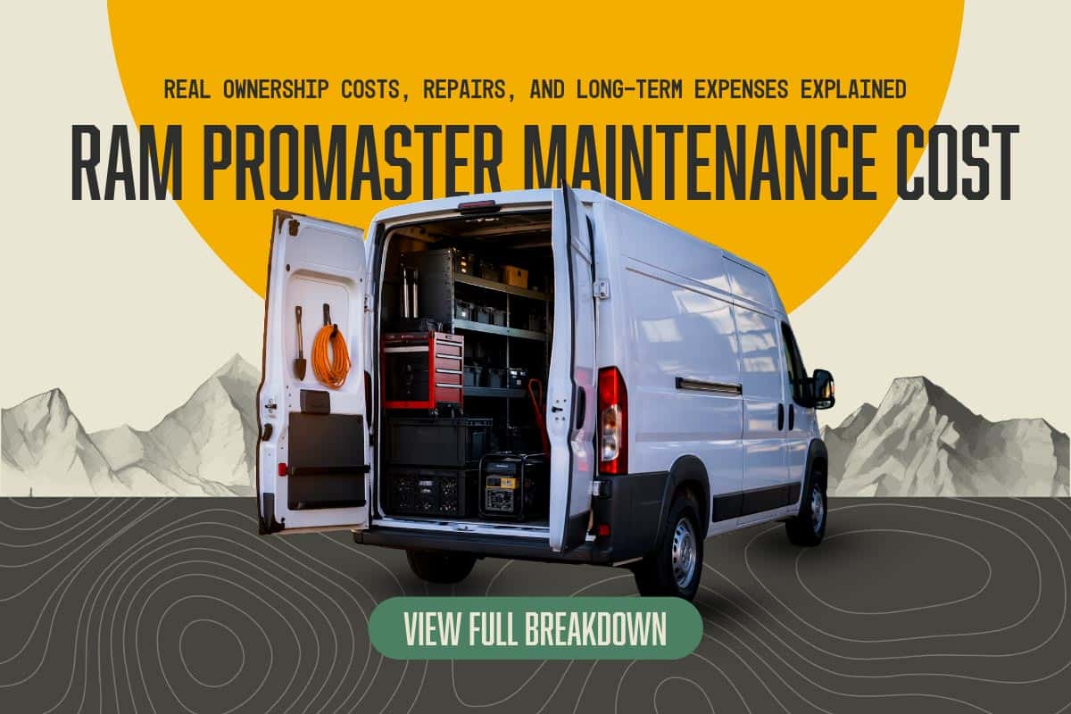 Ram ProMaster Maintenance Cost banner showing real ownership costs, repairs, and long-term expenses explained