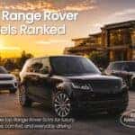 Best Range Rover Models Ranked banner featuring luxury Range Rover SUVs with comparison of performance, comfort, luxury, and everyday driving capability.