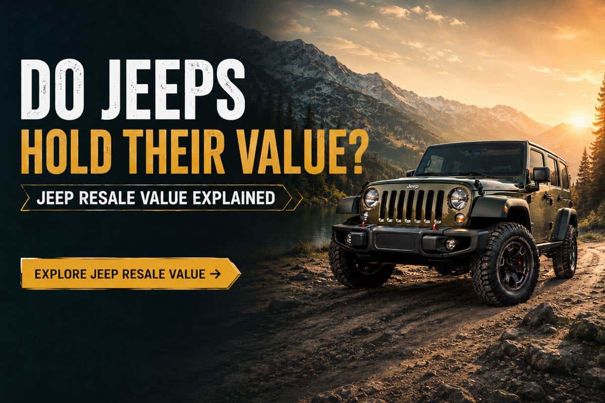 Do Jeeps Hold Their Value? Jeep Wrangler on a mountain trail, highlighting which Jeep models retain the most value and why resale prices vary.