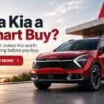 Red Kia SUV featured in a banner about whether Kia is a smart vehicle purchase