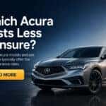 Acura vehicle banner comparing which Acura models typically have the lowest insurance rates.