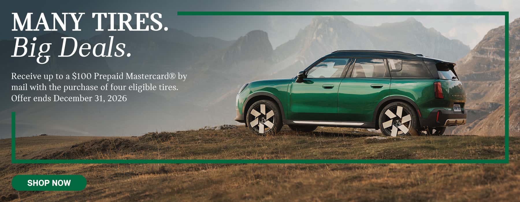 Green Countryman on top of a hill.