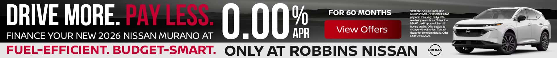 2026 Nissan Murano 0% for 60 months OR $5,000 Customer Cash