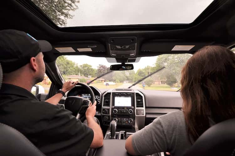 Test driving a used truck on various road conditions