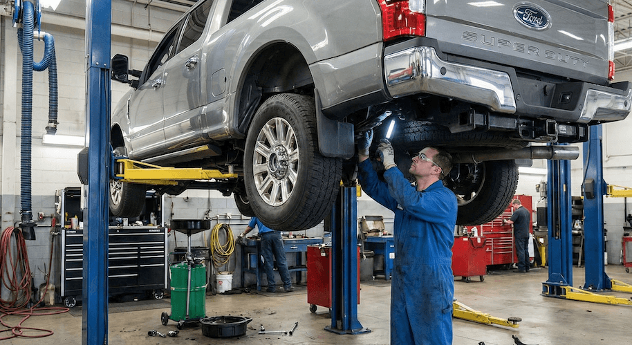 Inspecting truck frame rails and crossmembers for rust and damage