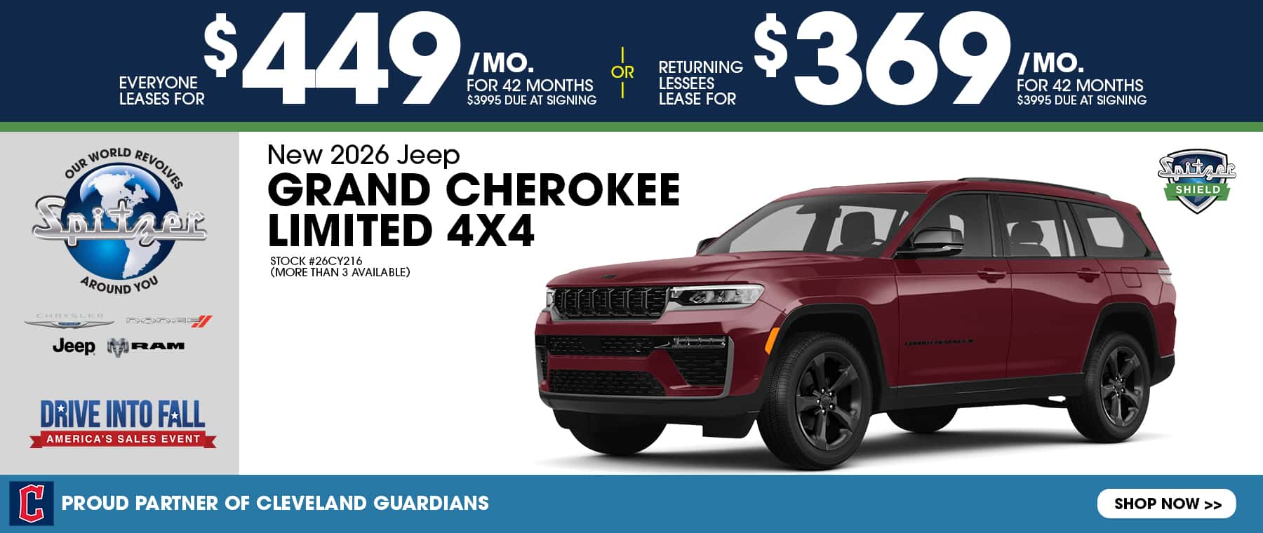 09.2026_Jeep Grand Cherokee_Everyone leases for $449 for 42 mo OR returning leesses lease for $369 for 42 mo
