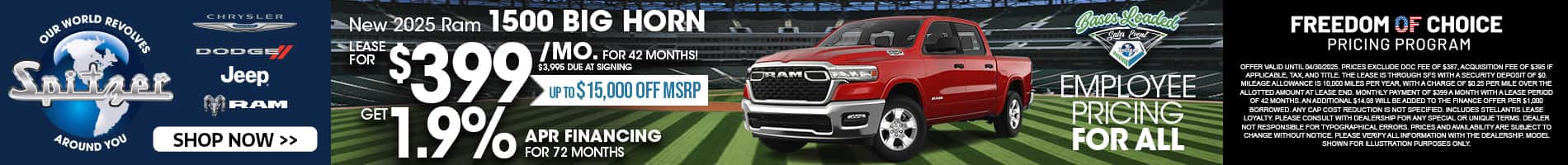03/04.2025_Carrera_New 2025 Ram 1500 Big Horn Lease for $399 a Month for 42 Months or Get 1.9% APR Financing for 72 Months!