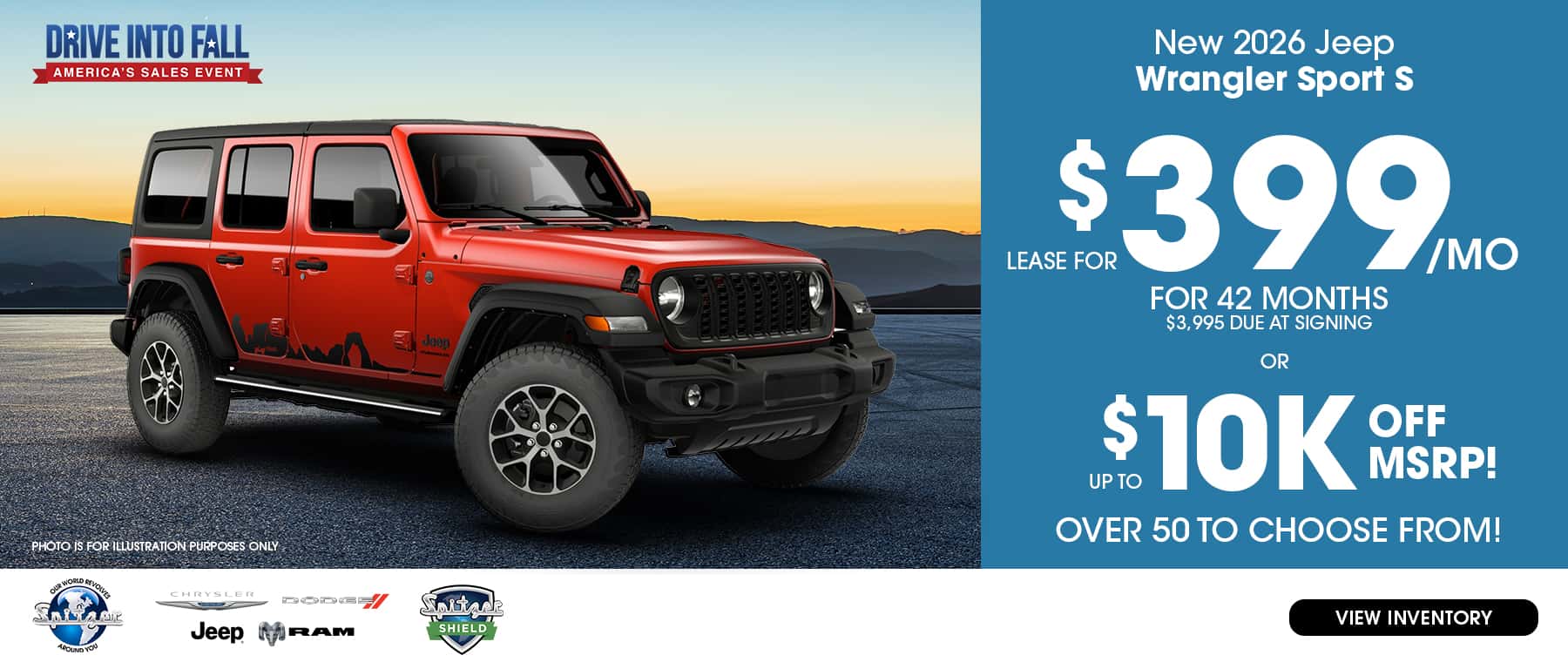 09.2026_Jeep Wrangler_Lease for $399 for 42 mo OR 10k off msrp