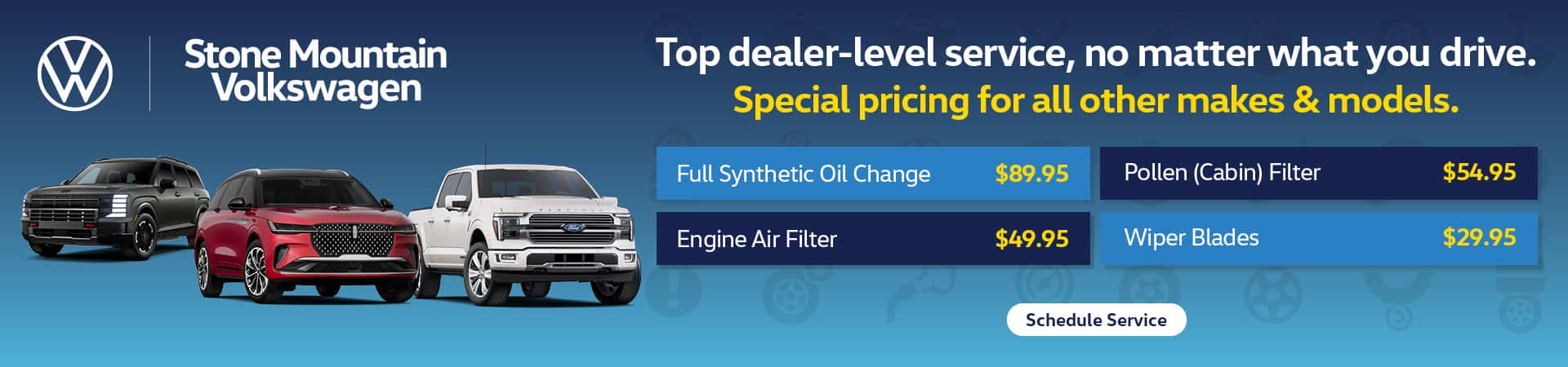 Special pricing for all other makes and models