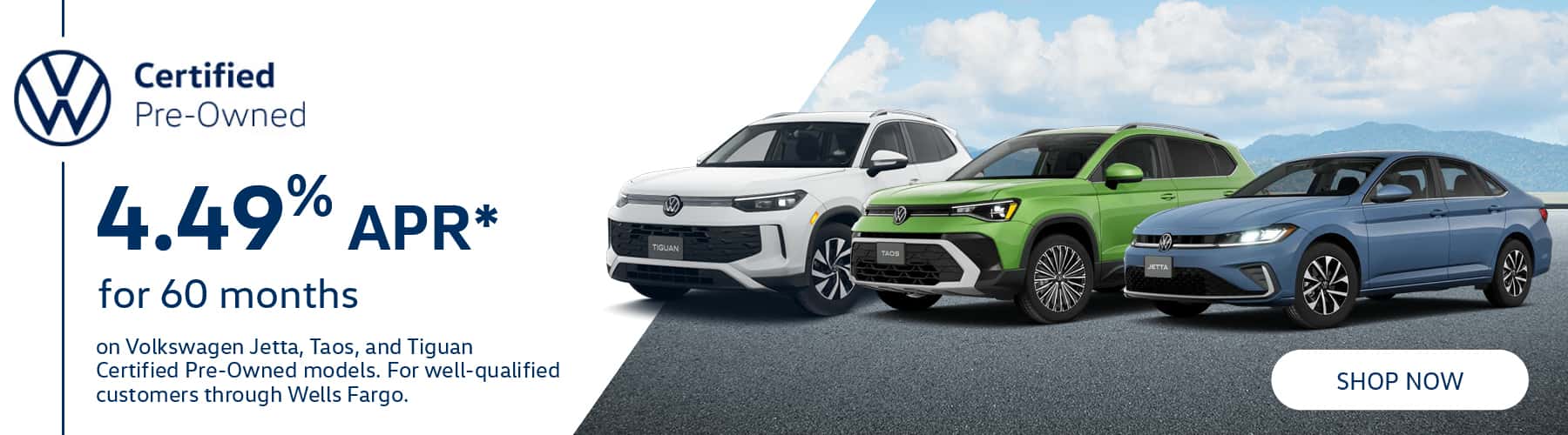 Jetta, Taos, and Tiguan Certified Pre-Owned