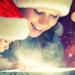 mother and child opening present