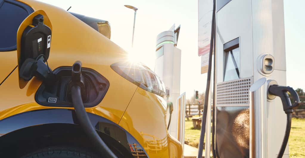 Electric vehicle charging in parking lot