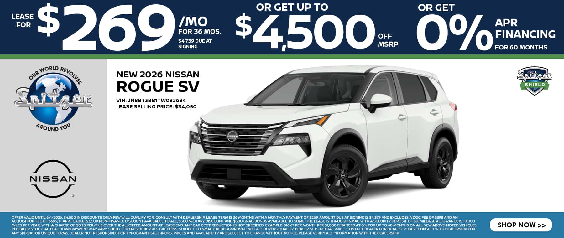 06.2026_2026 Nissan Rogue_Lease for $269 for 36 mo OR Get up to $4500 off msrp OR get 0% for 60 mo