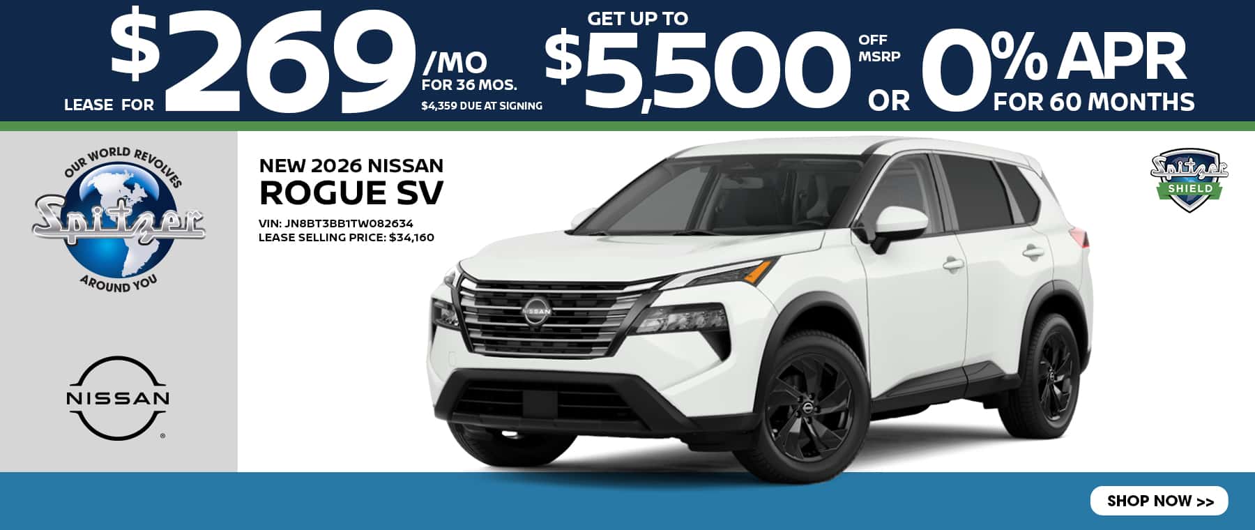 08.2026_Nissan Rogue_Lease for $269 for 36 mo/Get up to $5500 off msrp OR 0% apr for 60 mo