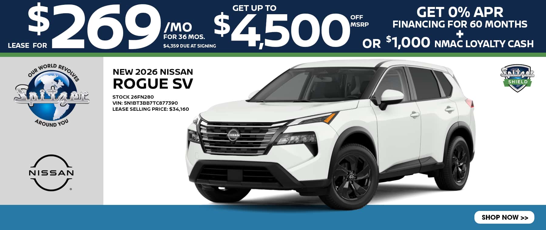 09.2026_Nissan Rogue_Lease for $269 for 36 mo_Get up to $4500 off msrp OR get 0% for 60 mo