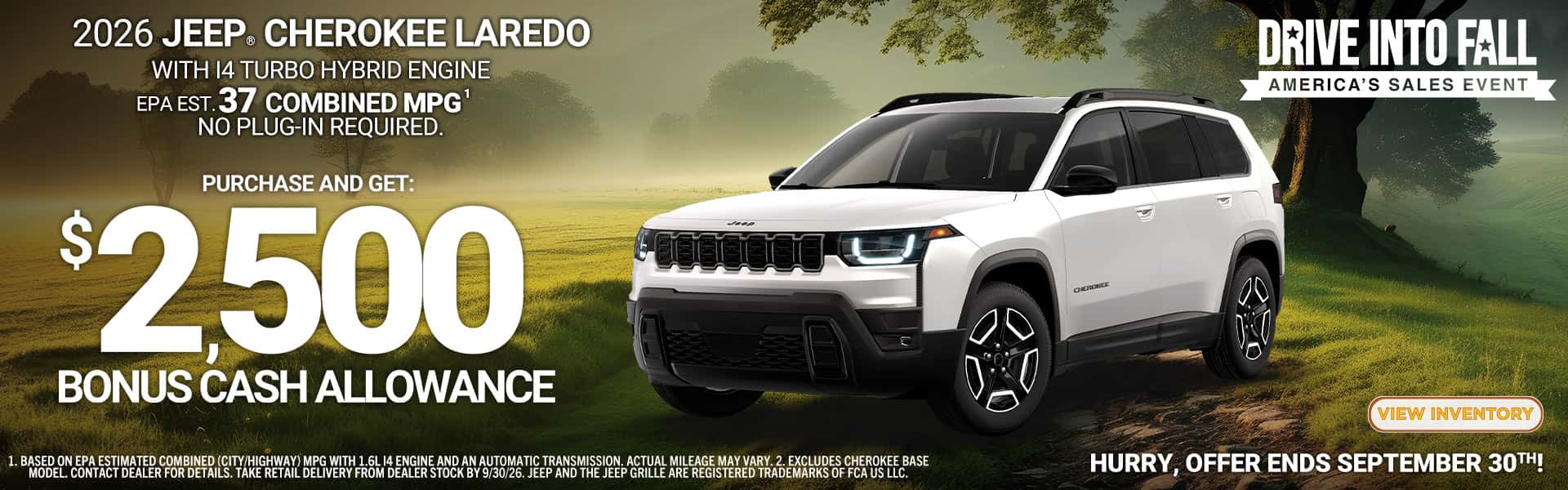 2026 Jeep Cherokee Laredo $2,500 bonus cash