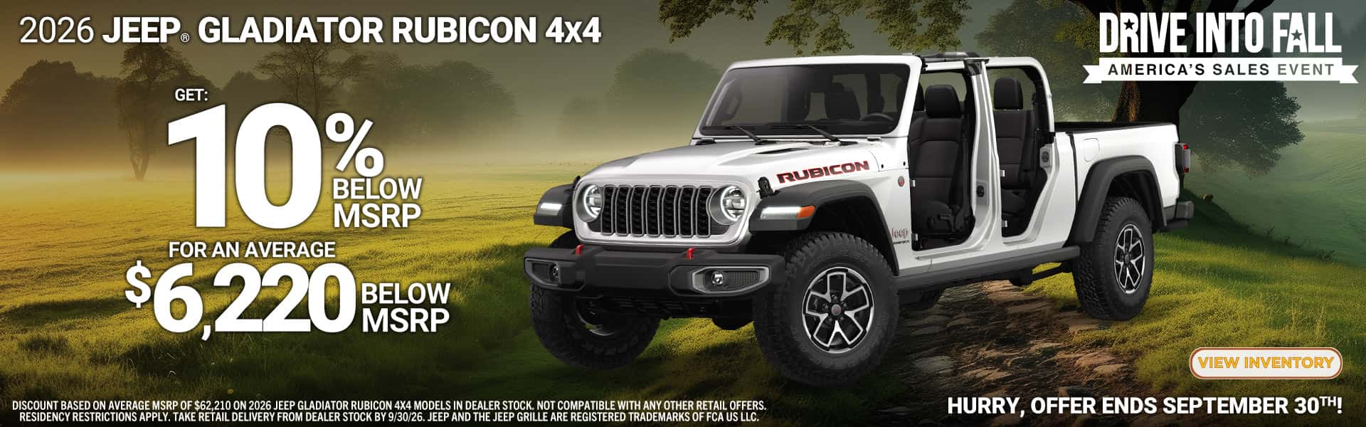 2026 Jeep Gladiator Rubicon 10% below MSRP