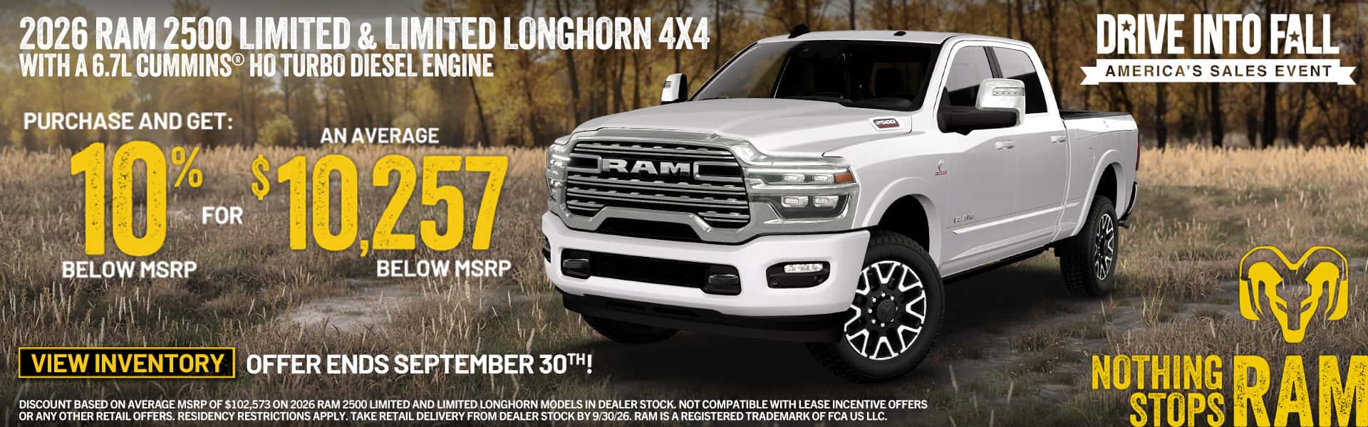 2026 Ram 2500 Limited diesel 10% below MSRP