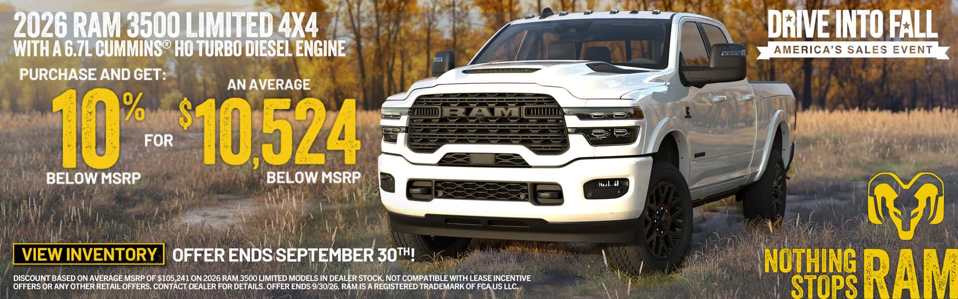 2026 Ram 3500 Limited diesel 10% below MSRP