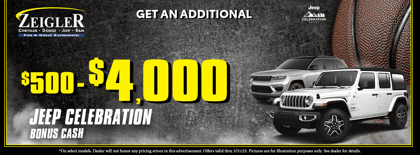 Get an Additional $500-$4,000 Jeep Celebration Bonus Cash